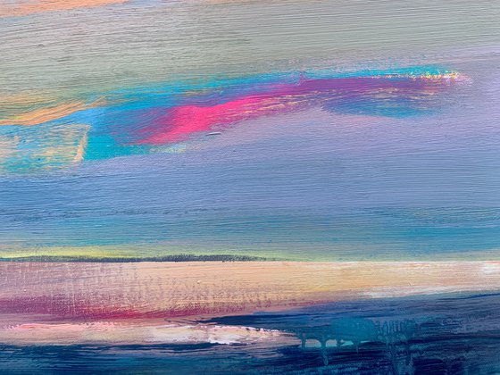 Big horizontal painting - "Gentle sunset" - Expressionism - Minimalism - Seascape