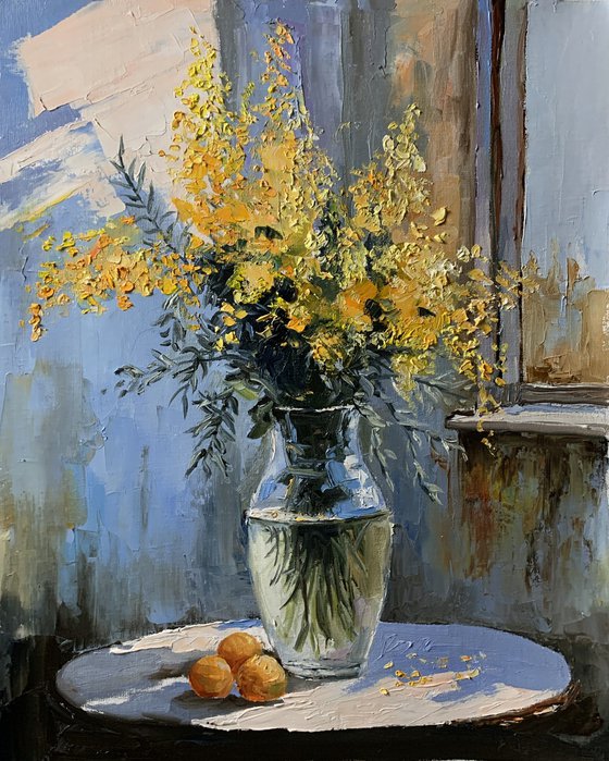 Bouquet of mimosa flowers.