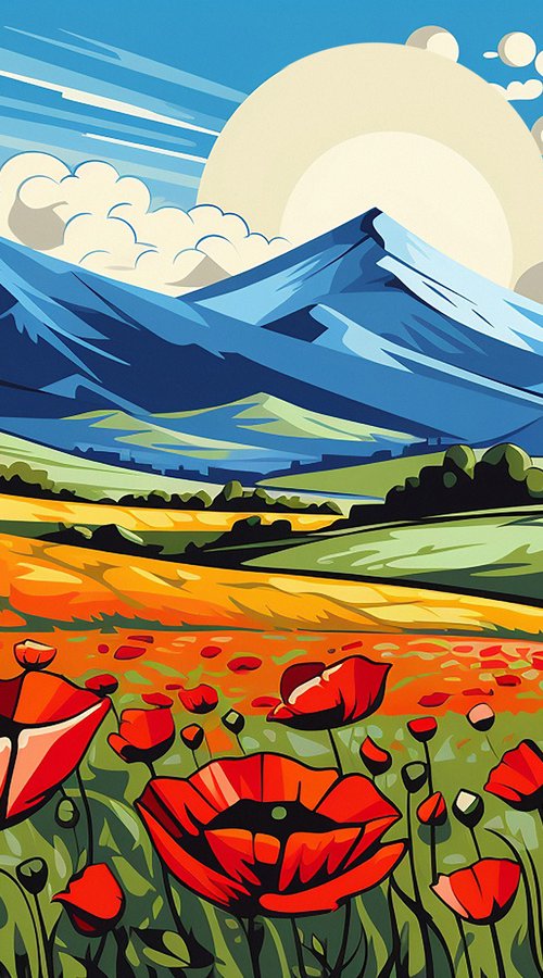 Poppies in the valley II by Kosta Morr