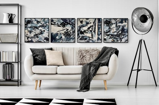 Abstract No. 421 black and white - set of 4