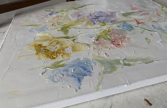 Abstract flowers on white.