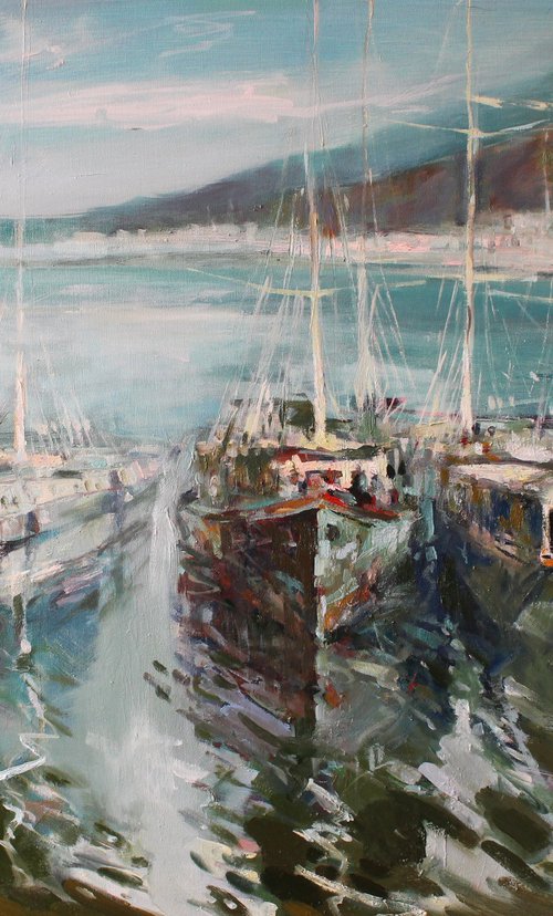 Yachts on the pier by Henadzy Havartsou