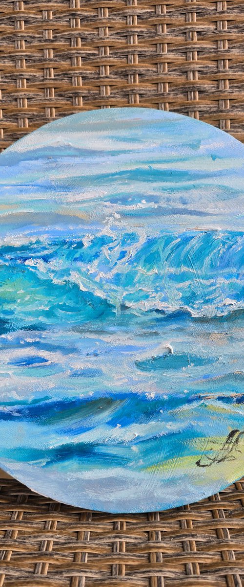 Ocean round painting by Annet Loginova