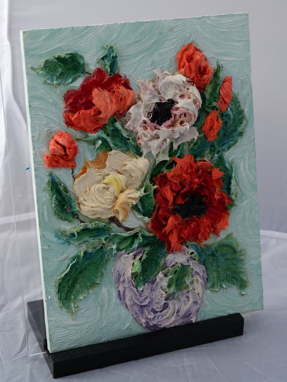 Floral Bas-Relief 3D Floral
