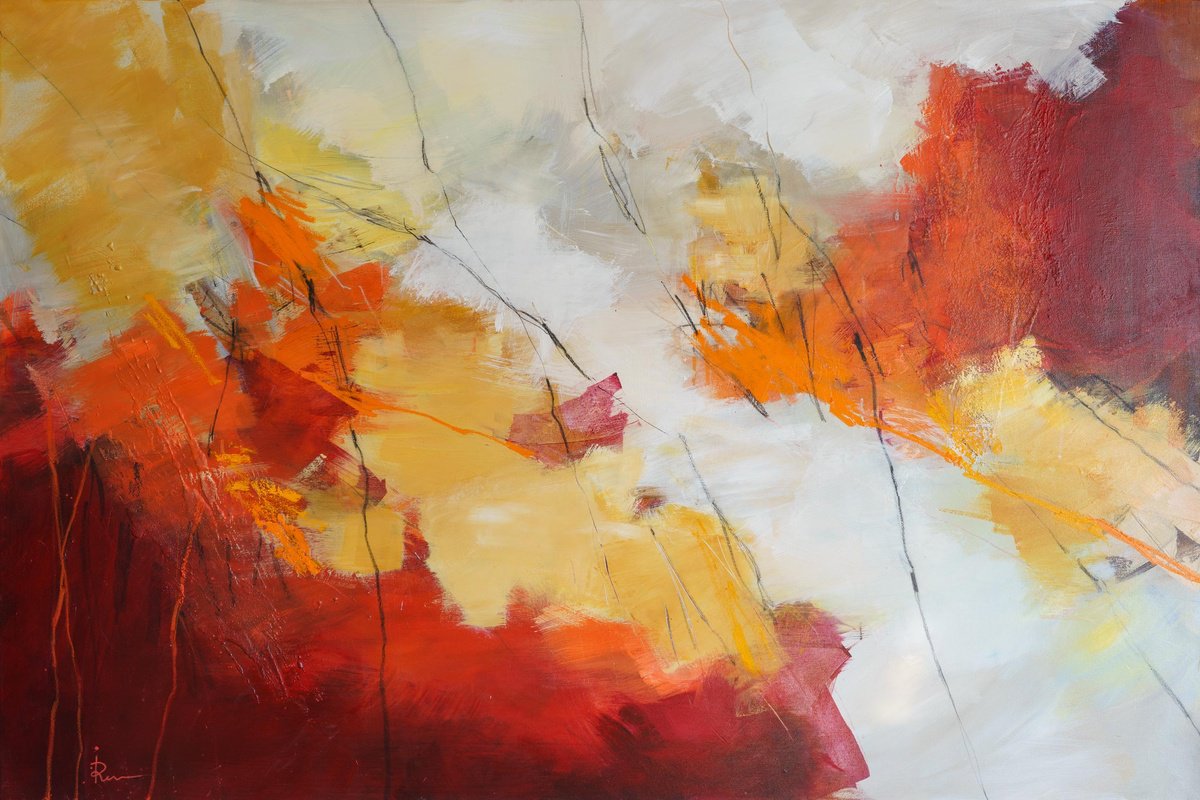 Abstract Acrylic Painting By Ira Ivanova, 59 X 39, Amber Drift, Original Artwork