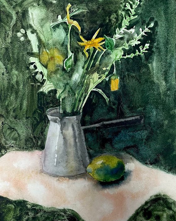 Green flowers & lemon