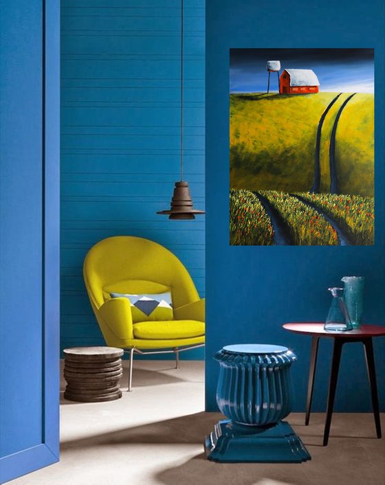 The Orange  Barn and the storm -  Fields and Colors Series