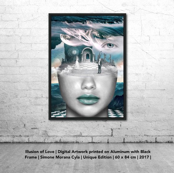 ILLUSION OF LOVE | Digital Painting printed on Alu-Dibond with black wood frame | Unique Artwork | 2017 | Simone Morana Cyla | 60 x 84 cm | Art Gallery Quality |