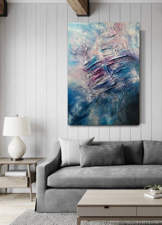 Purple swept away    70x100cm Abstract Textured Painting