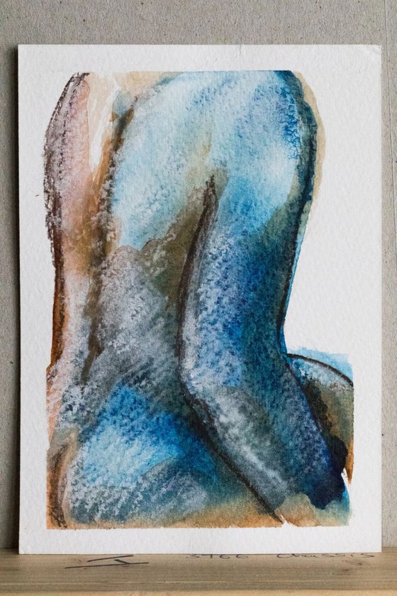 Blue nude #2 - MINIATURE postcard size - small size - 14X10,7 cm