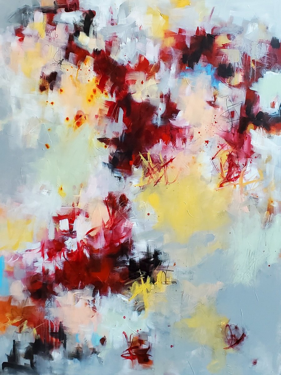 Organic Abstract Acrylic Painting By Niyati Jiwani, 36 X 48", Love Song, Original Artwork