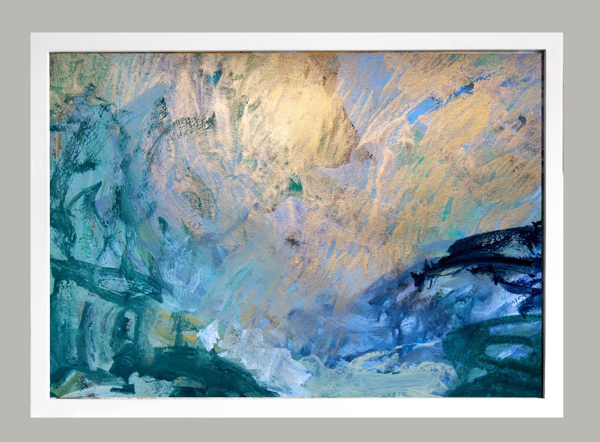 Impressionistic Painting , Blue Gold Garden By Elizabeth Anne Fox, 25 X 18, Artwork For Sale On Artfinder