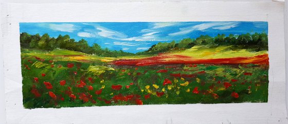 Poppies field IV /  ORIGINAL OIL PAINTING