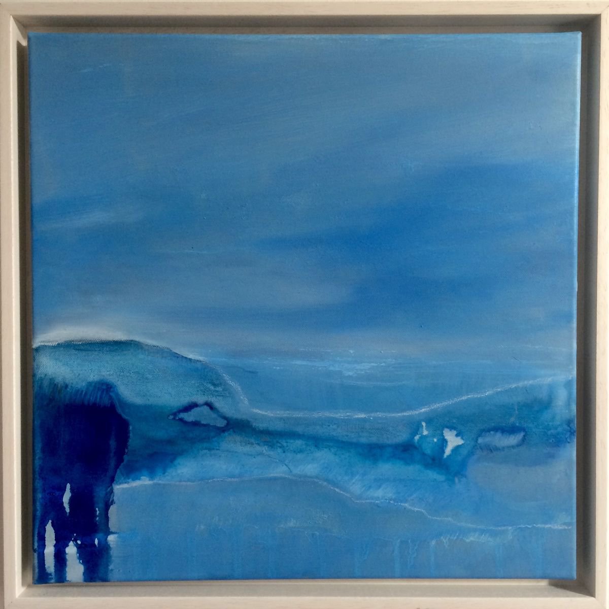 Impressionistic Abstract Painting By Gesa Reuter, 17 X 17, Blue Illusion, Original Artwork