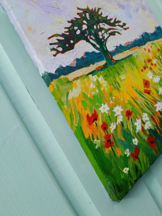 Poppies, Daisies, Tree