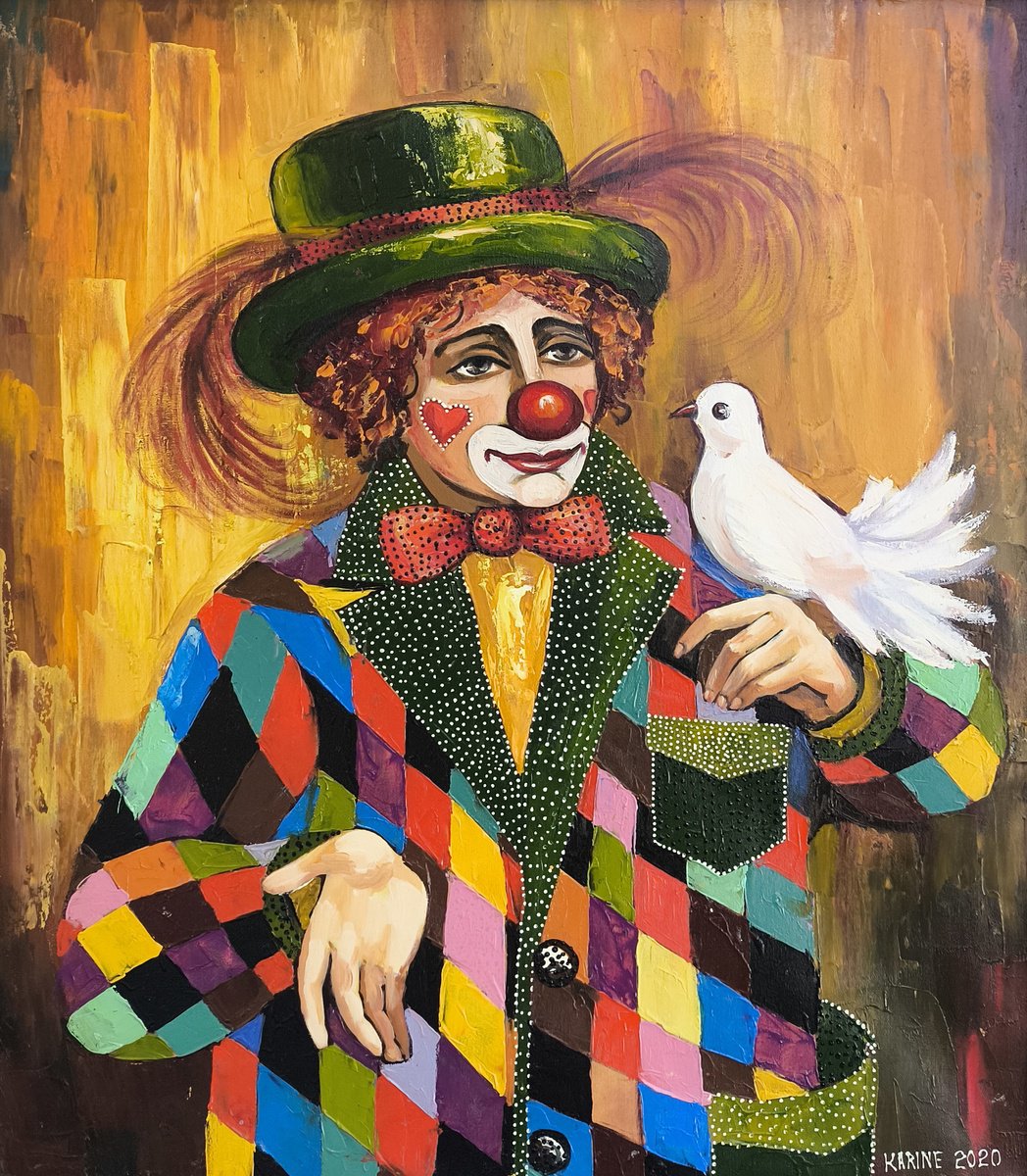Urban And Pop Portrait Oil Painting By Karine Harutyunyan, 20 X 24", Harlequin
