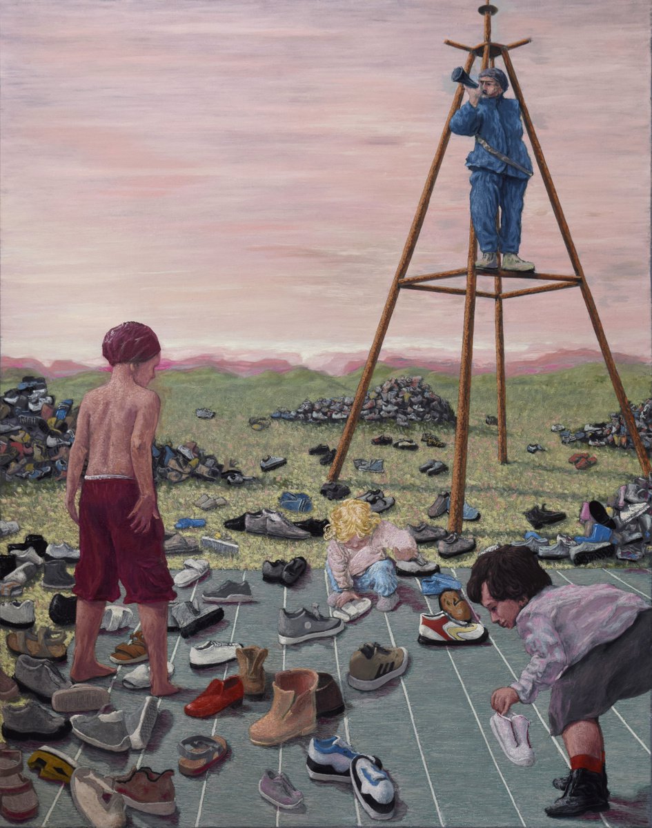 Portrait Oil Painting By Antonio Mele, 46 X 59, Work With Shoes, Original Artwork