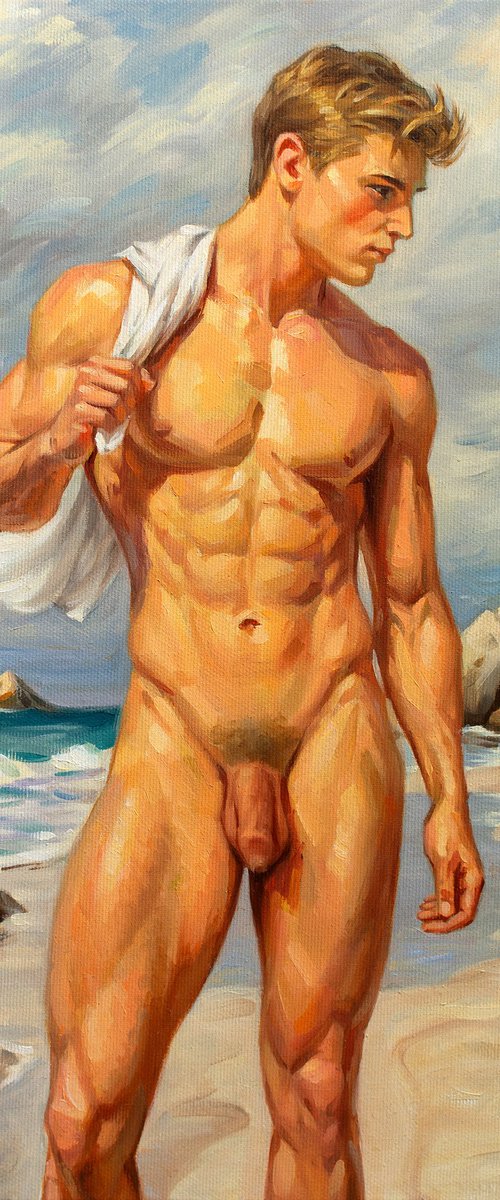 NUDE MAN ON THE BEACH by Yaroslav Sobol