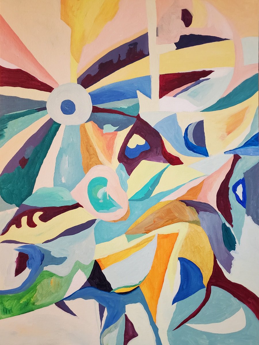 Organic Abstract Acrylic Painting By Rebecca Hodel, 18 X 24", Wave Catcher, Original Artwork