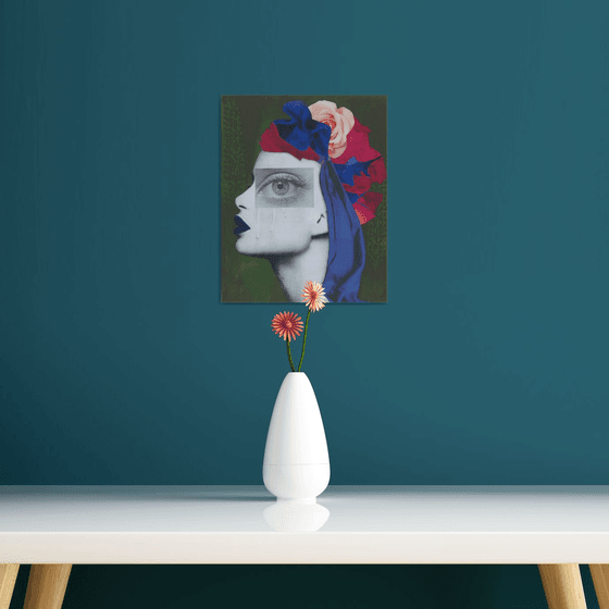 "Woman with blue headscarf" - surreal portrait