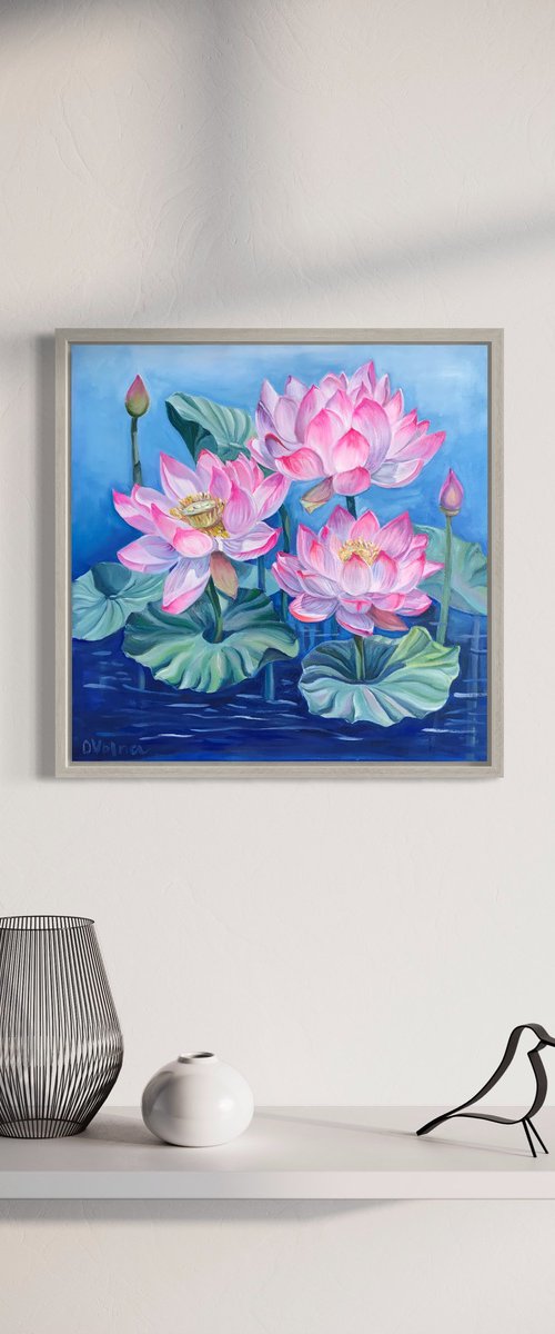 Dance of Pink Water Lilies by Olga Volna