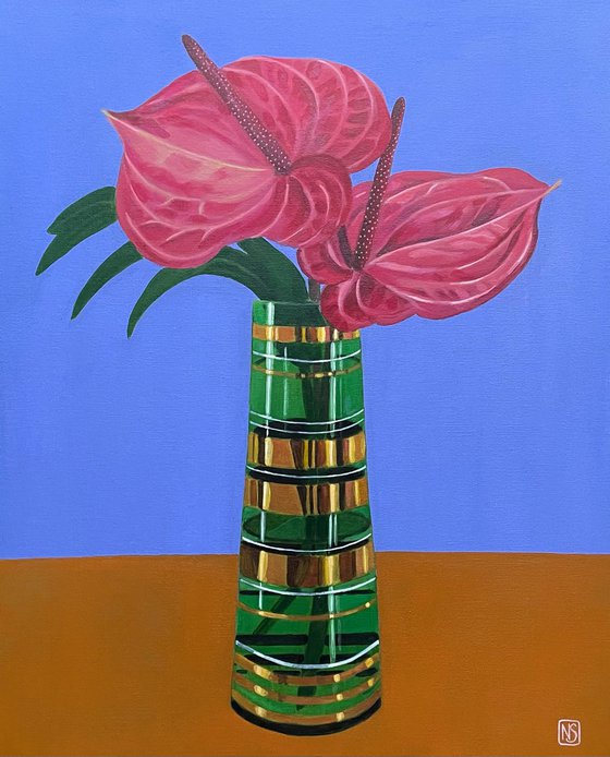 Anthuriums and the Mid Century Vase