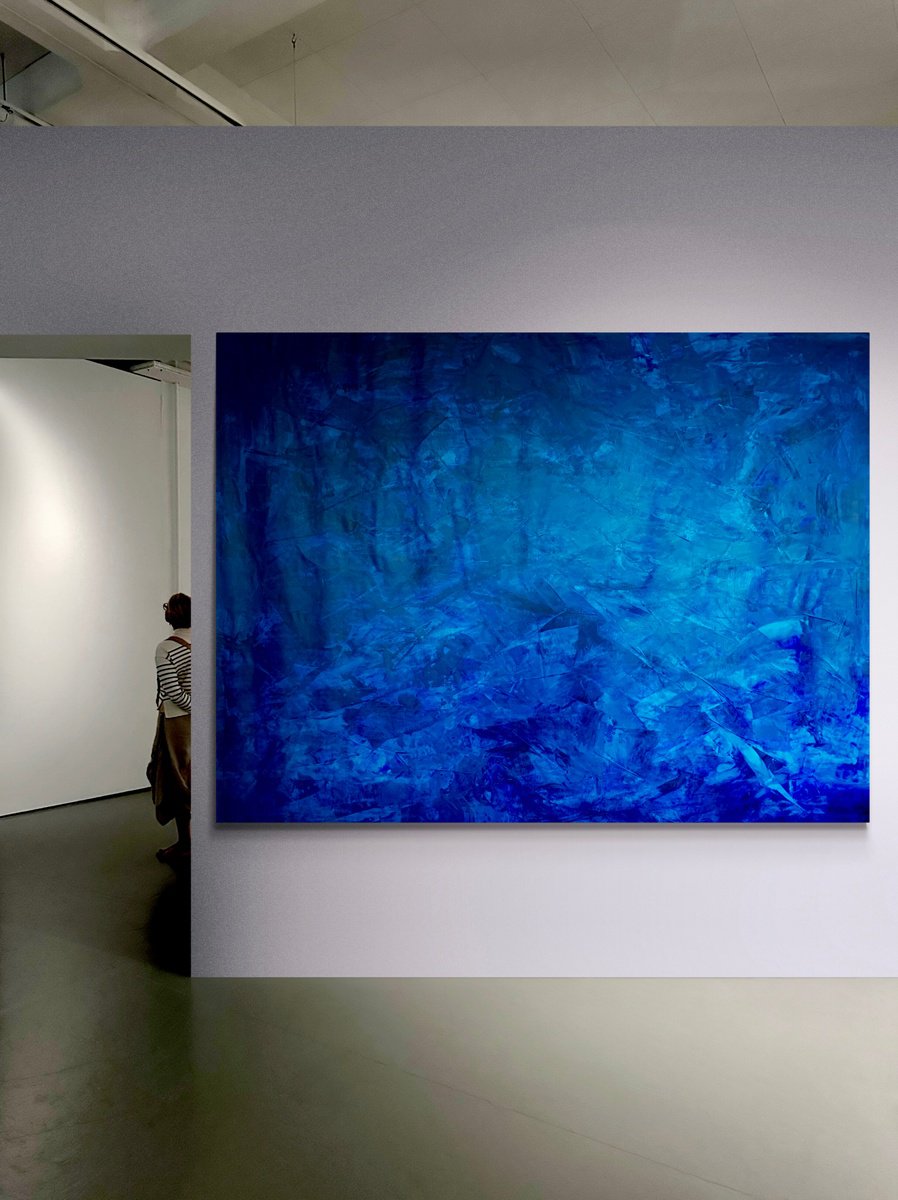 Abstract Acrylic Painting By Anita Kaufmann, 79 X 59, Beyond The Blue Sea No. 0125, Original Artwork