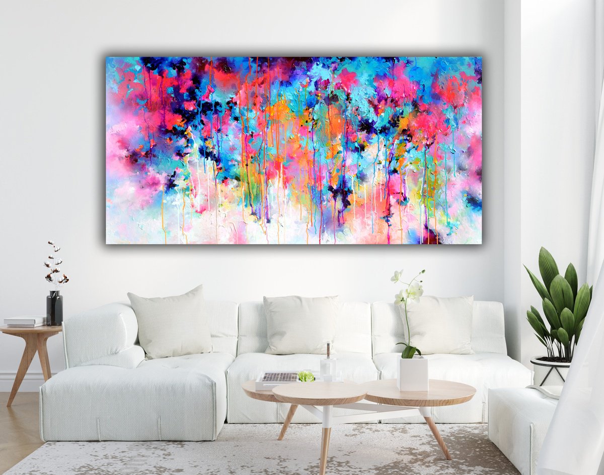 Organic Abstract Acrylic Painting By Soos Roxana Gabriela, 63 X 31", New Moods, Original Artwork