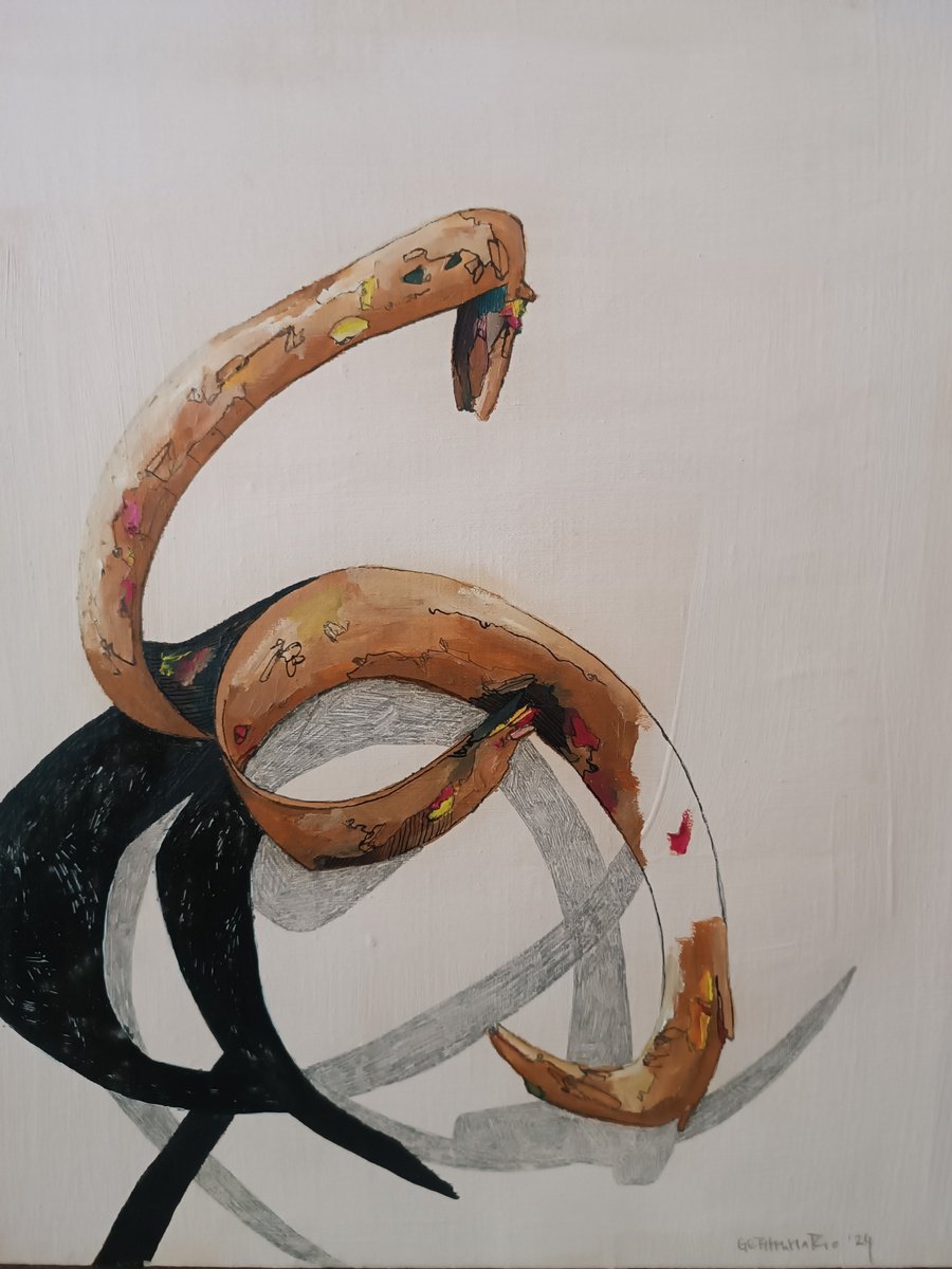 Organic Botanical Oil Painting By Isabellangela Germinario, 16 X 16, Not A Snake 8.0 / Uruboro/, Original Artwork