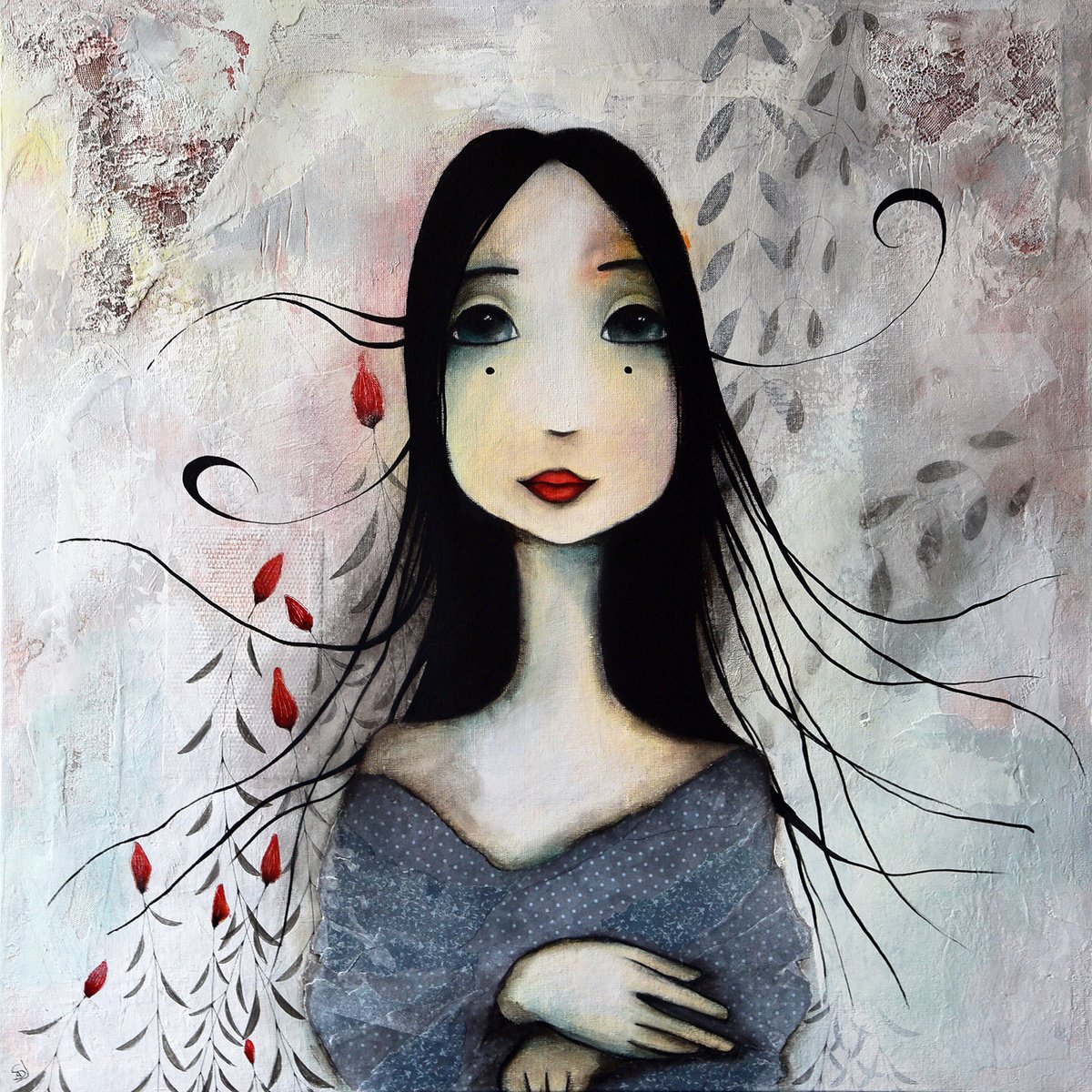 Expressive Portrait Acrylic Painting By Armandine Js, 31 X 31, Jo, Original Artwork