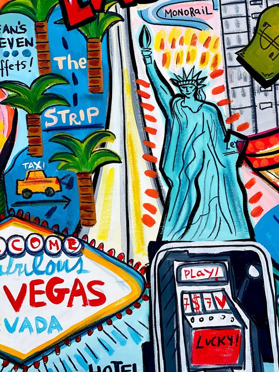 Viva las Vegas hand embellished limited edition canvas print.