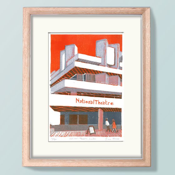 National Theatre, London limited edition linocut No.1