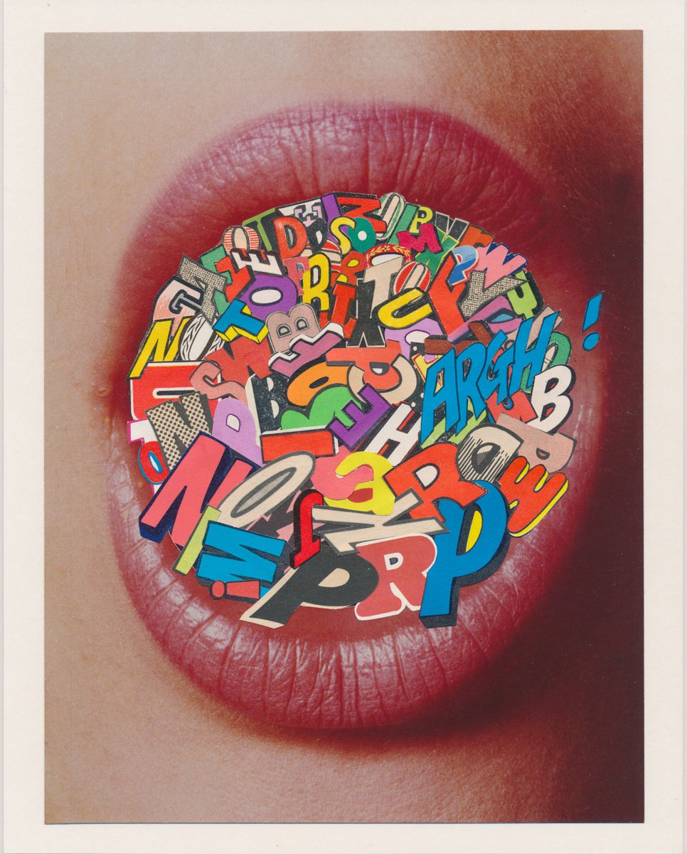 Big Mouth Gossip Girl - Tongue Tied Type - Typography Pop Art 10x8 by Gina Ulgen
