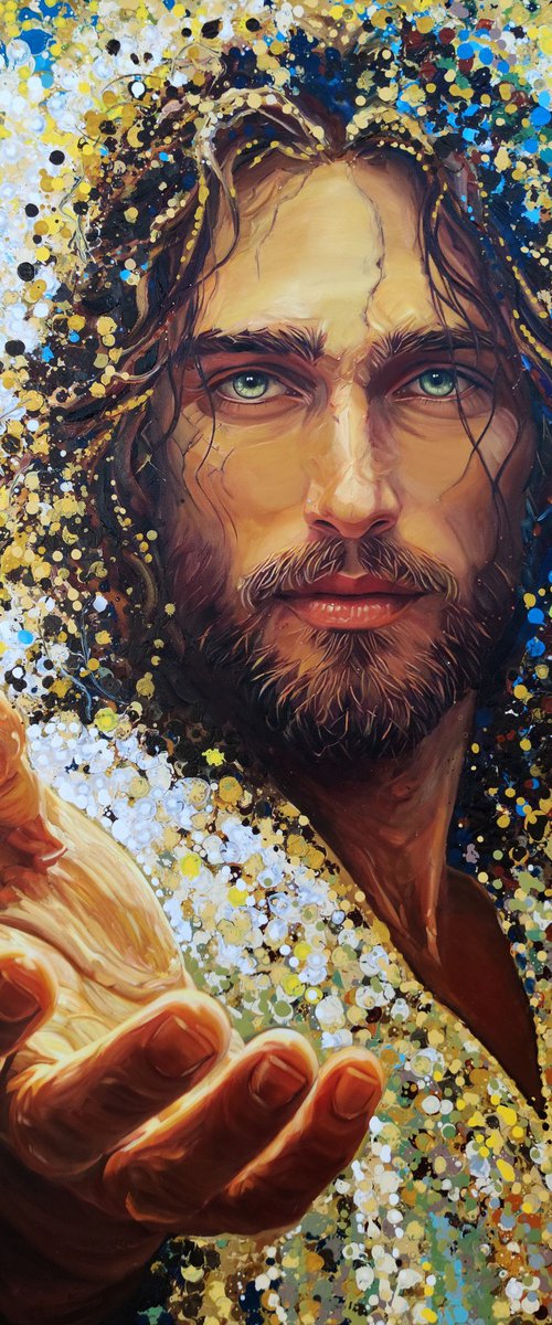 Walk With Me, Portrait of Jesus Christ by Angie Wright