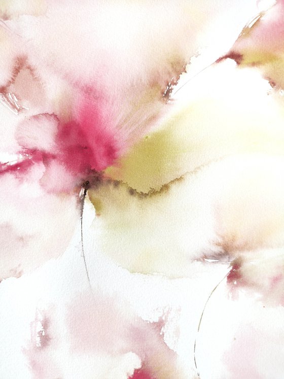 Loose florals, watercolor floral painting Lightness