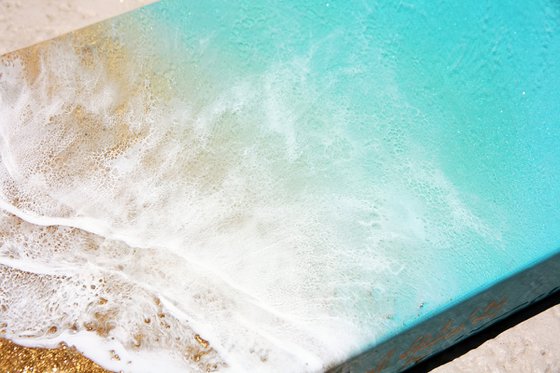 Teal Waves tropical beach painting