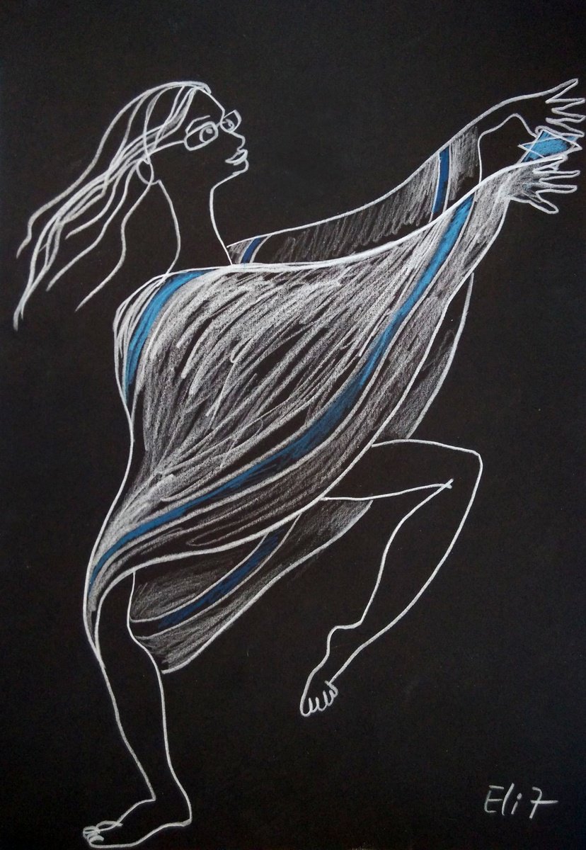 Expressive Pencil Drawing , Victory Dance By Elisheva Nesis, 9 X 13, Artwork For Sale On Artfinder