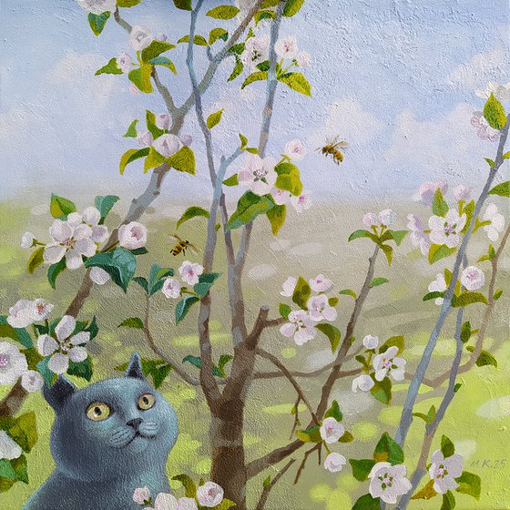 The apple trees are blooming