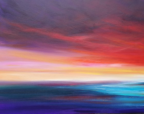 Crimson Calm - seascape, emotional, panoramic