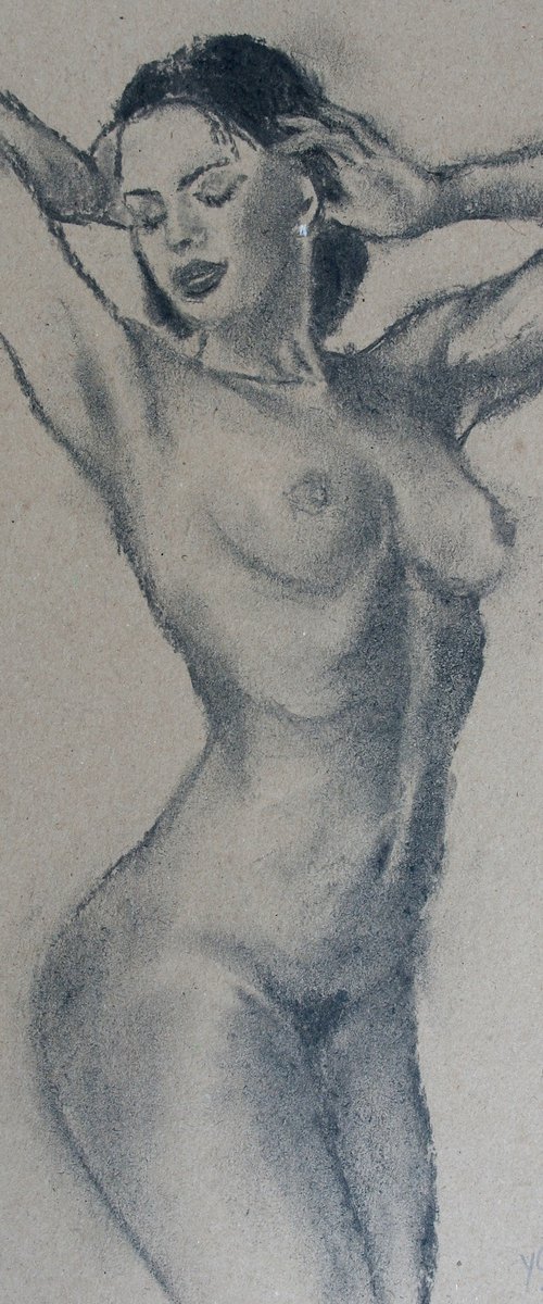 Female Figure 52 Charcoal by Juri Semjonov