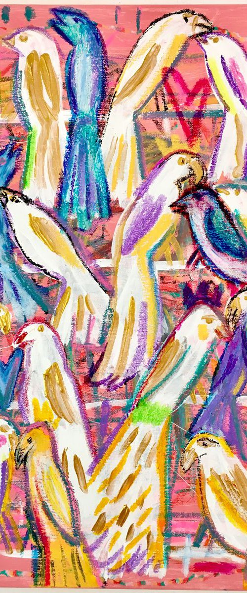 White & Gold birds by Mercedes Lagunas