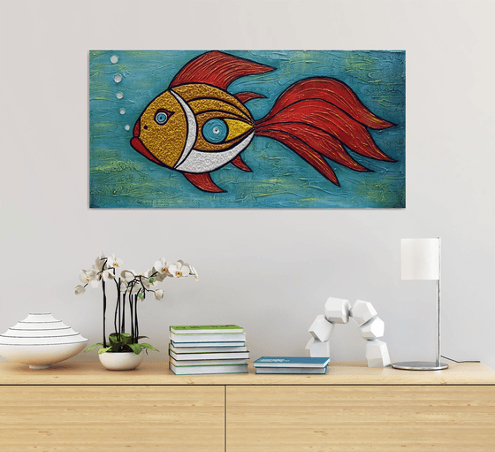 Goldfish - Abstract Gold Fish Painting