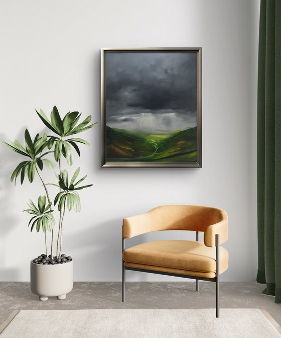 Illuminated Valley, Original oil painting