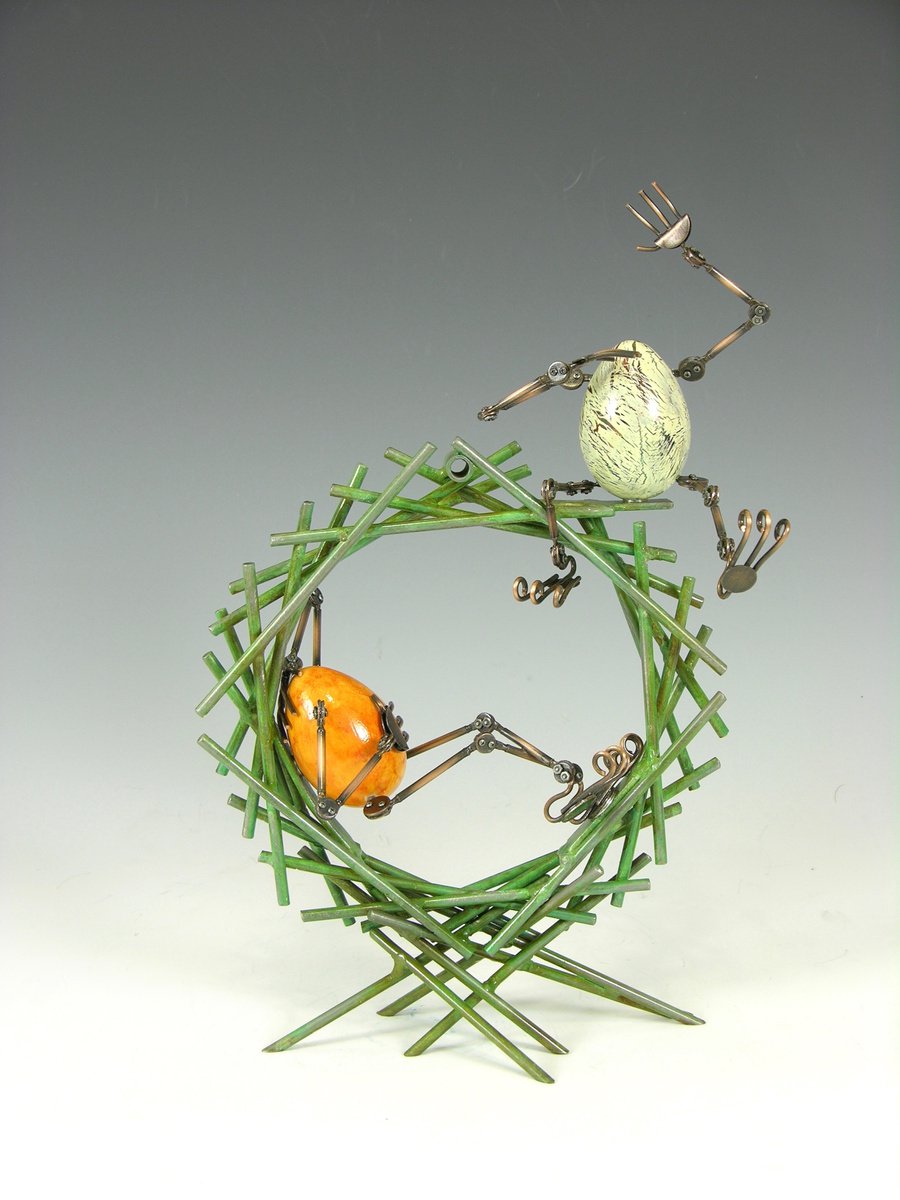 Expressive Portrait Sculpture By Tomoaki Orikasa, 9 X 13", Home Sweet Home, Original Artwork