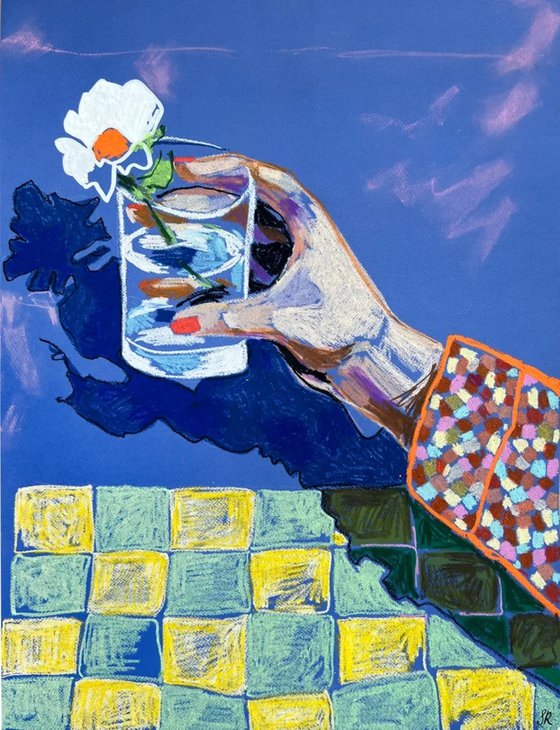 Hand with White Flower