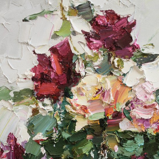 Roses  impasto painting - Original oil painting