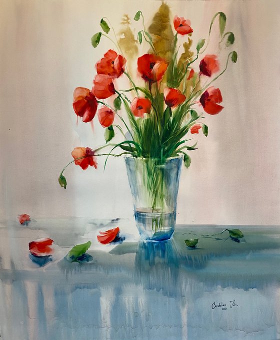 Sold Watercolor “Still life. Poppies” perfect gift