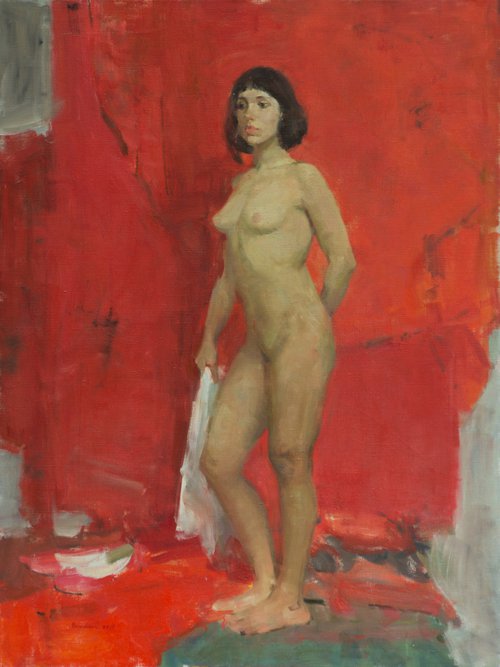 Nude on red by Anastasia Borodina