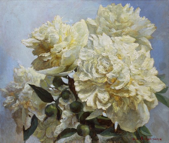 White peonies .