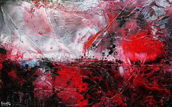 Lavish 160cm x 100cm Red Grey Textured Abstract Art